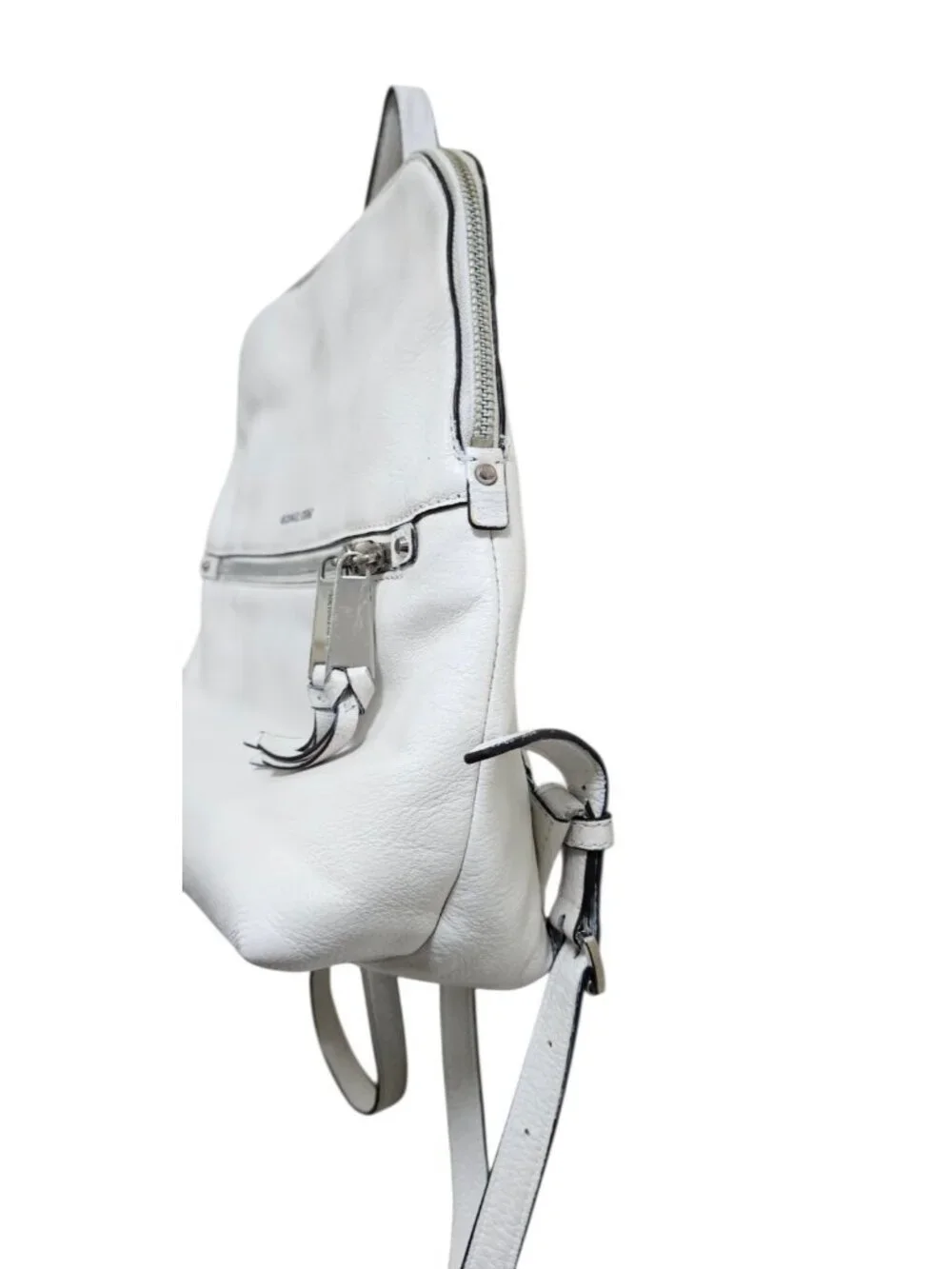 Michael Kors White Leather Backpack Women MK Gold Hardware Medium Travel Work